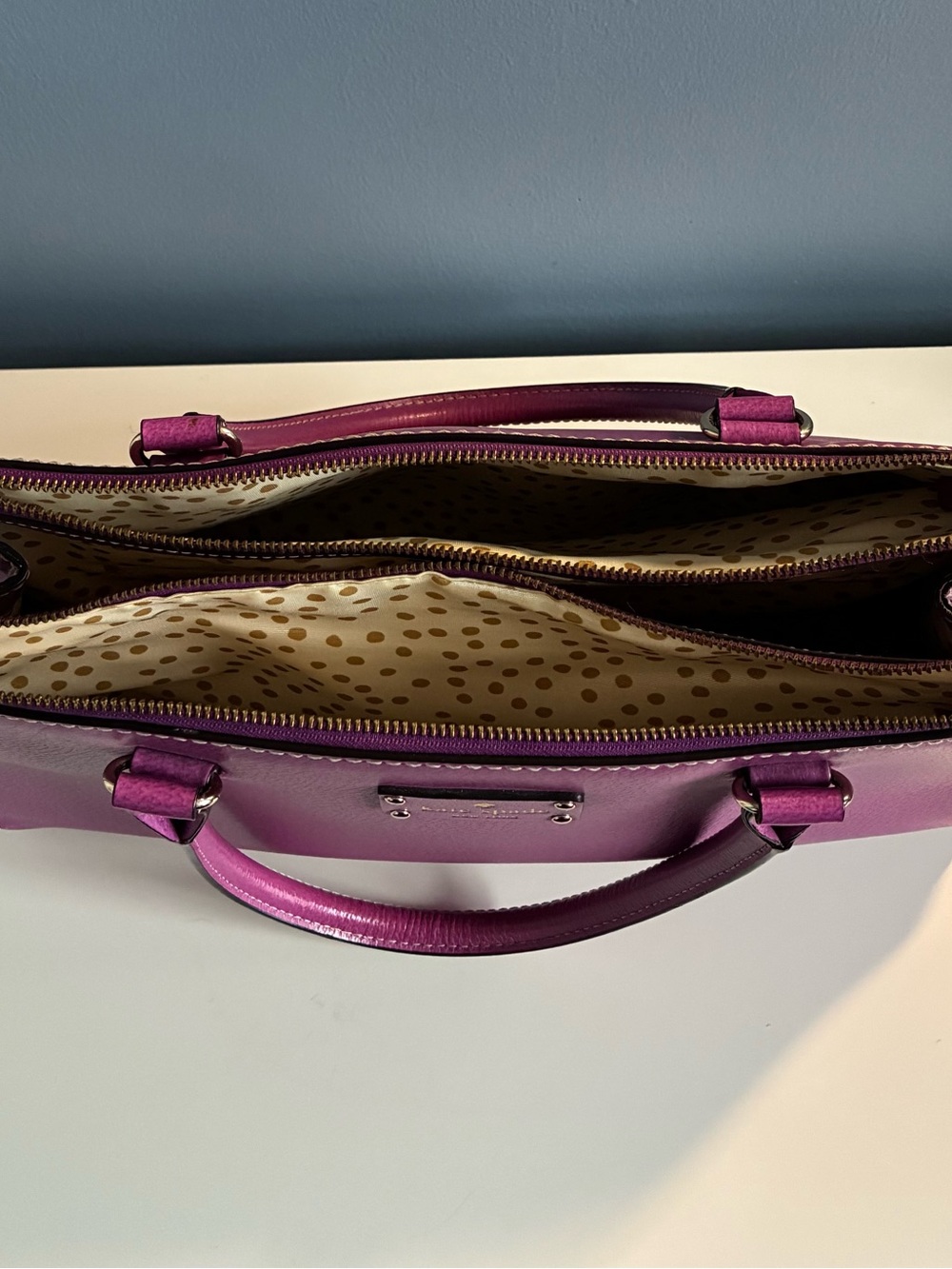 Kate Spade Fuchsia Leather Satchel with Gold Hardware - Picture 5 of 9
